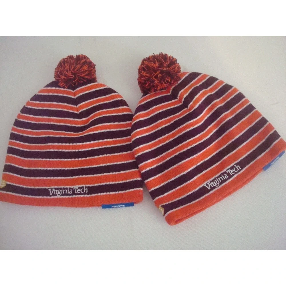 YOUTH 2PC LOT VIRGINIA‎ CAVALIERS BEANIE KNIT   HAT CAP VINTAGE DEADSTOCK 03